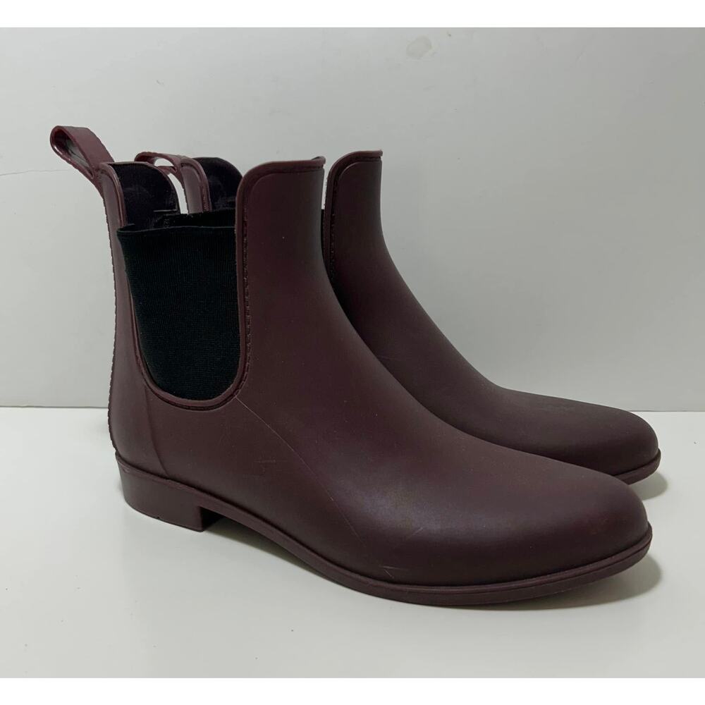 J. CREW Purple Chelsea Rain Boots Booties Rubber Waterproof Womens 9